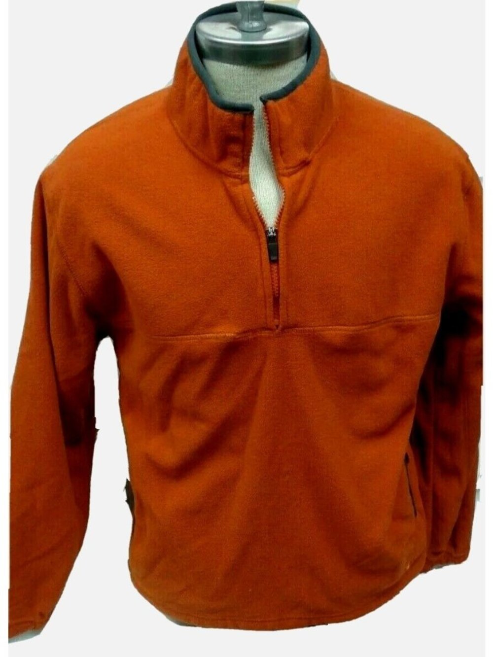 Athletic Works Orange Quarter Zip Fleece Jacket Mens Size Small 34-36 Pullover